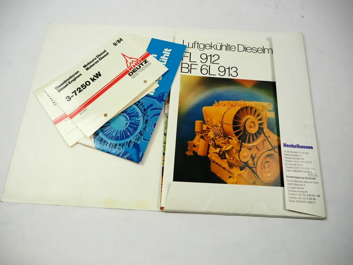 6x Original Prospekt Mappe Deutz FL BFL Luftgekühlte Dieselmotoren 1980er Jahre