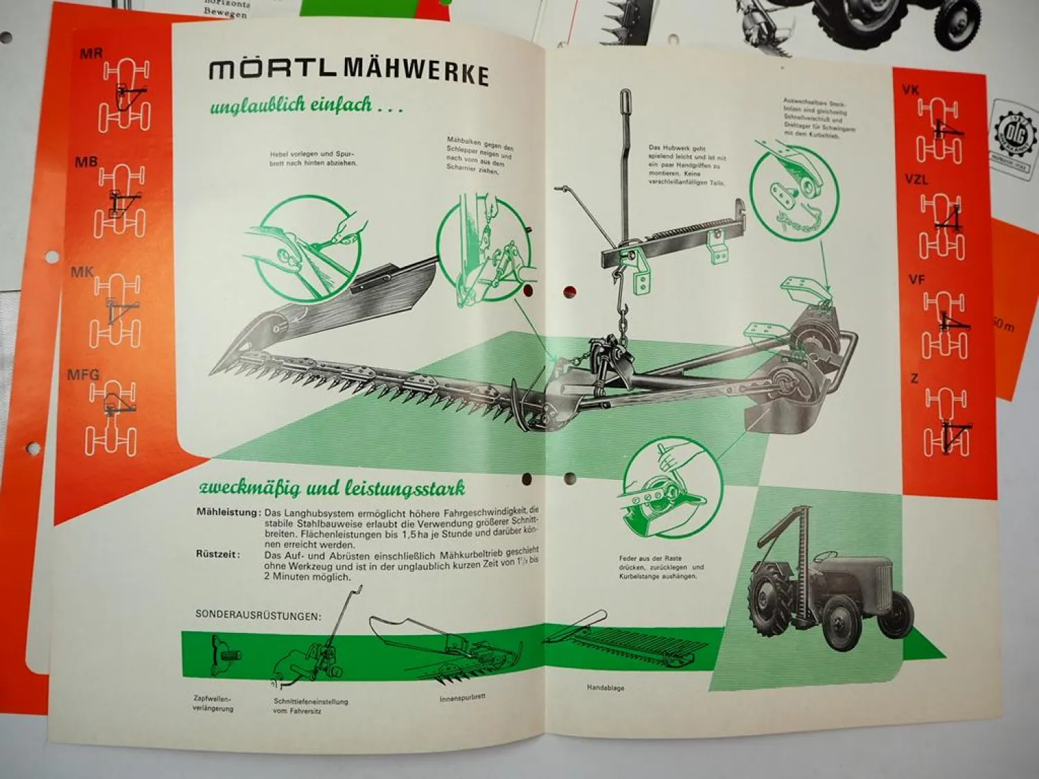 6x Original Prospekt Preisliste Anschreiben Mappe Mörtl Mähwerke 1978