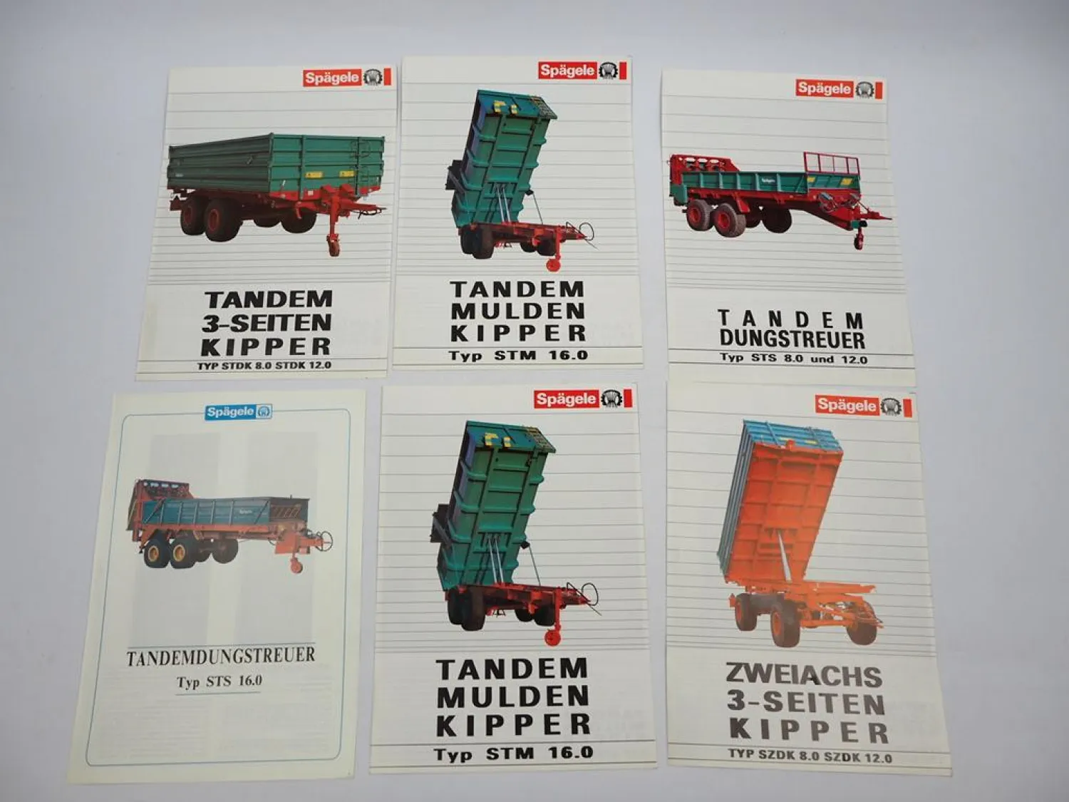 6x Original Prospekt Preisliste Spägele STM Kippanhänger STS Dungstreuer 1991