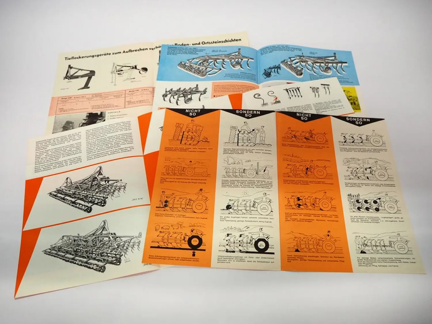 6x Original Prospekt Rabewerk verschiedene Anbaugeräte für Traktoren 1970er J.