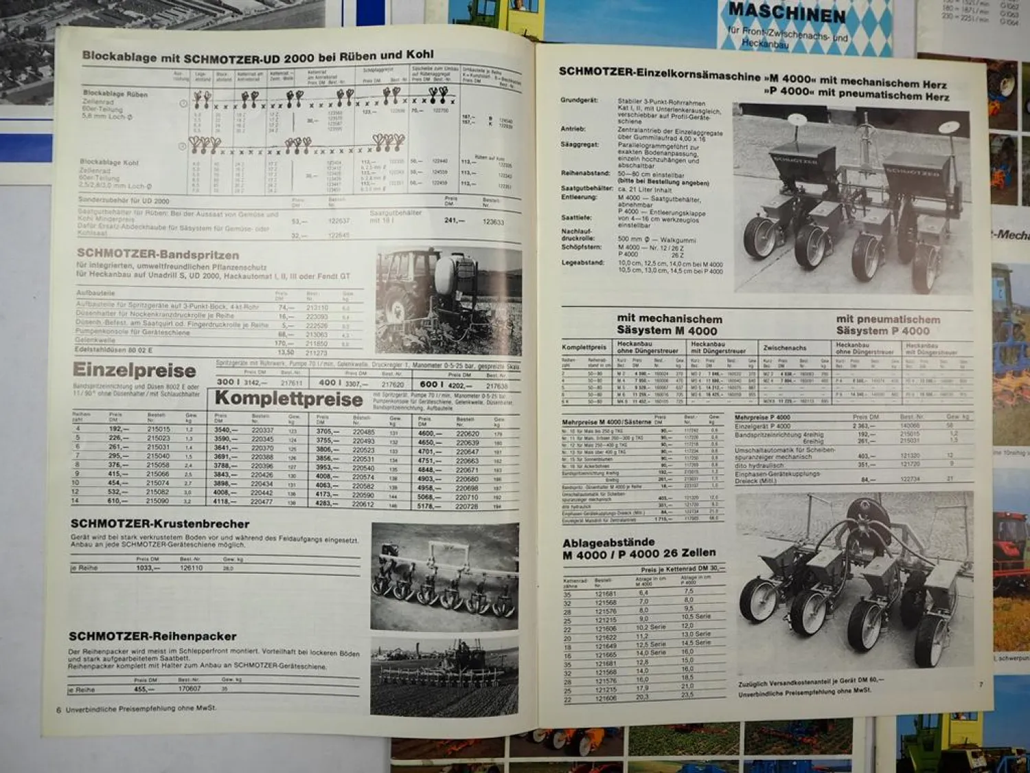 6x Original Prospekt Schmotzer Landtechnik Produktprogramm 1980er Jahre