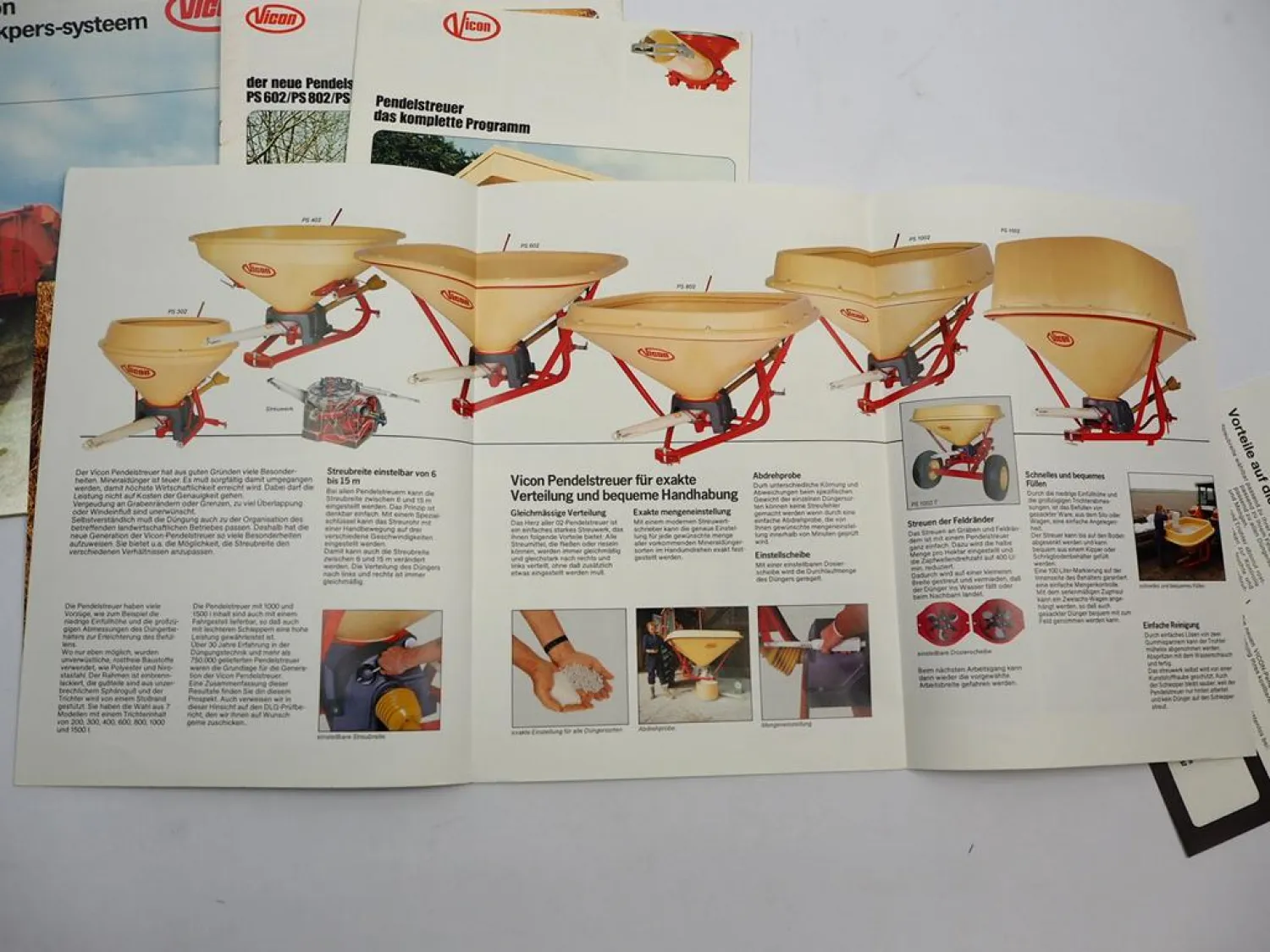 6x Original Prospekt Vicon Landtechnik Düngerstreuer Presse 1970/80er Jahre