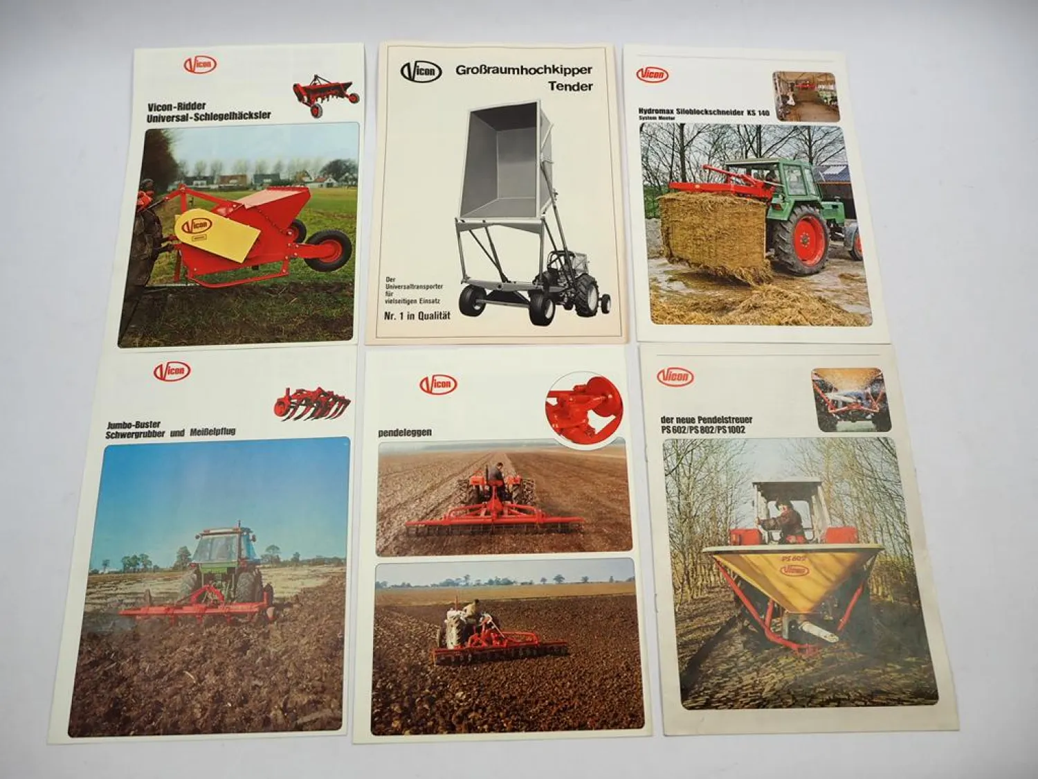 6x Original Prospekt Vicon Landtechnik Pendelegge Schlegelhäcksler 1970/80er J.