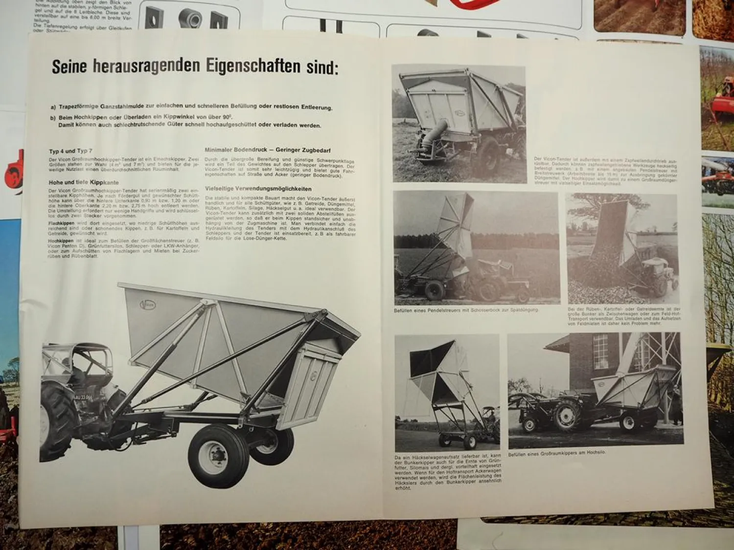 6x Original Prospekt Vicon Landtechnik Pendelegge Schlegelhäcksler 1970/80er J.
