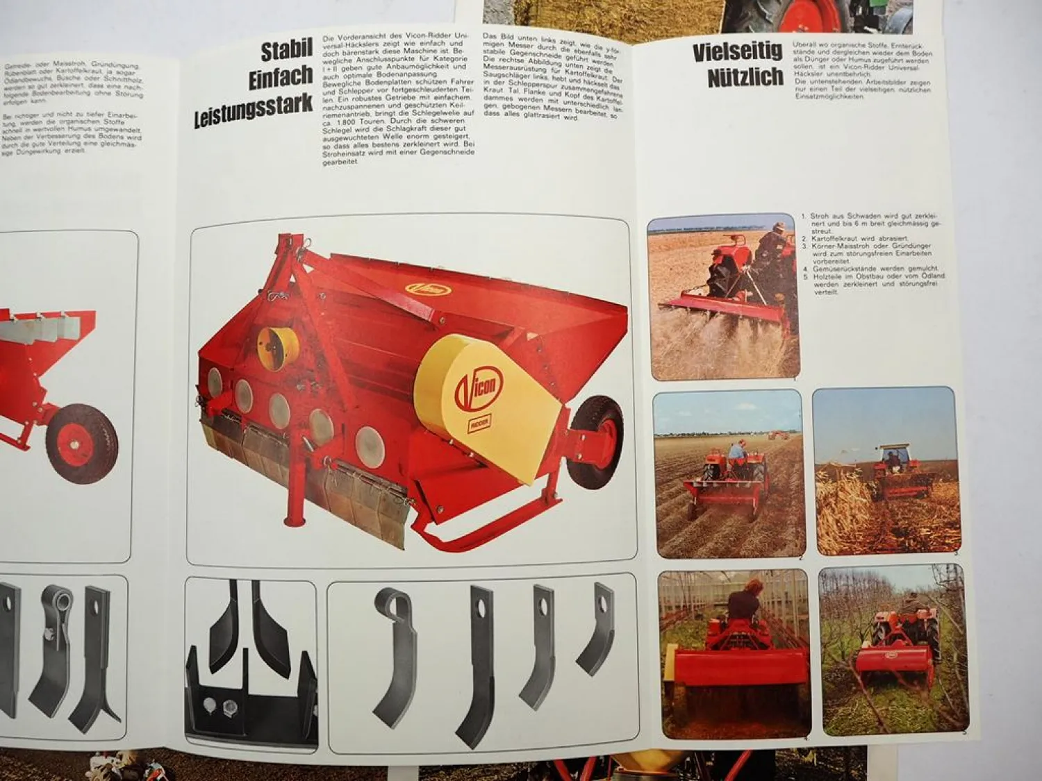 6x Original Prospekt Vicon Landtechnik Pendelegge Schlegelhäcksler 1970/80er J.