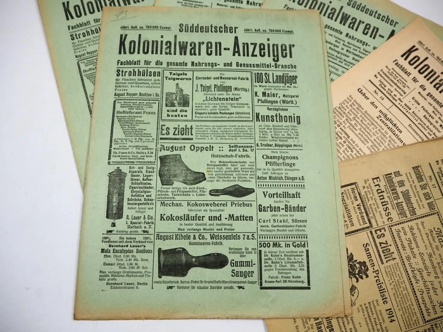 6x Original Süddeutscher Kolonialwaren Anzeiger von 1914 Fachzeitschrift