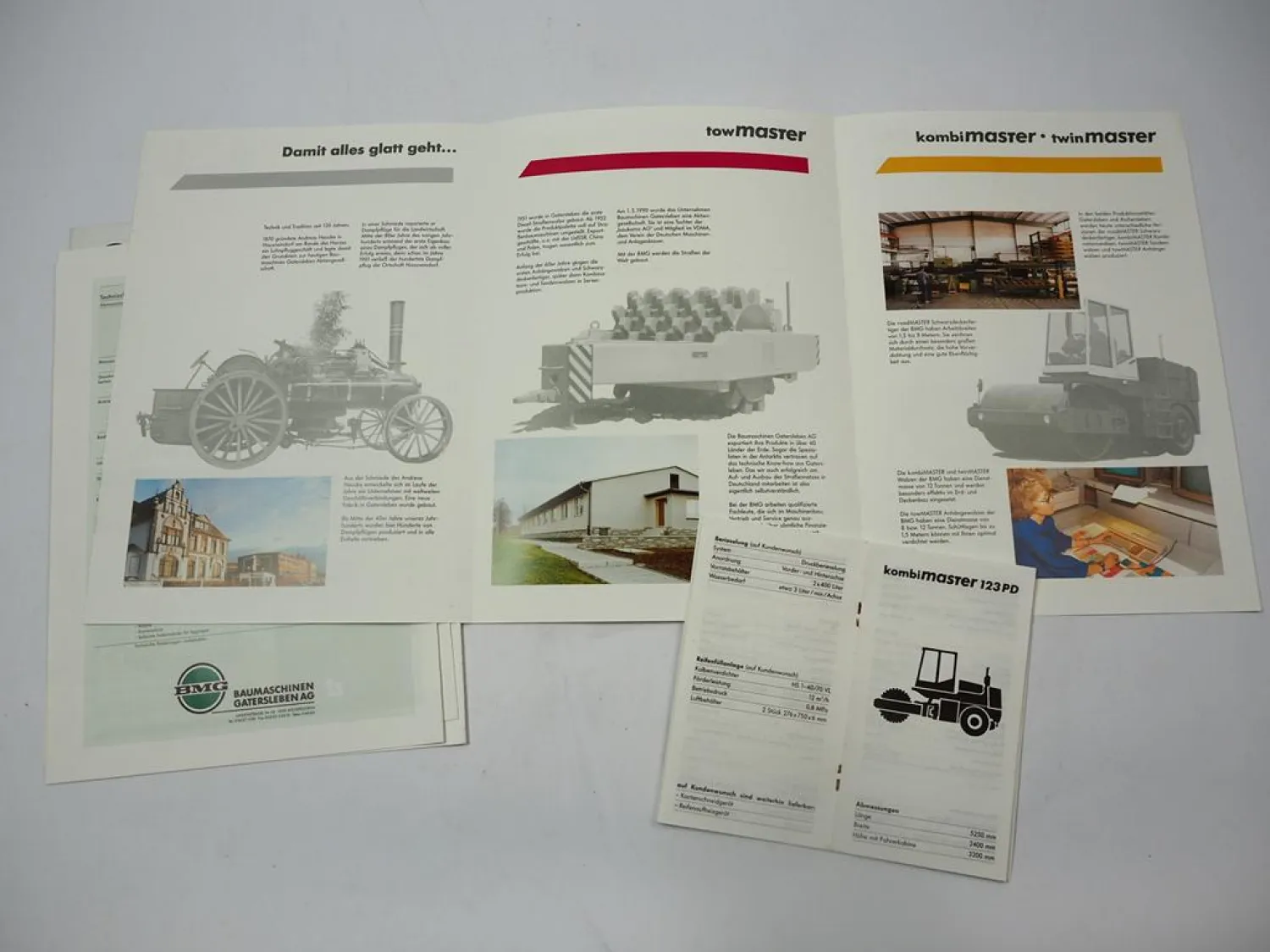 6x Prospekt BMG Baumaschinen Gatersleben Straßenbau Straßenwalzen 1990er Jahre