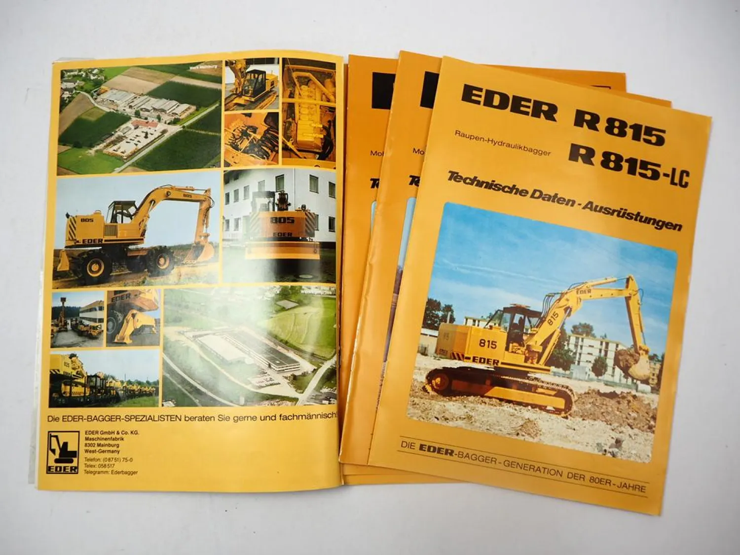 6x Prospekt Eder M R 815 825 838 Hydraulikbagger Mobilbagger Raupenbagger