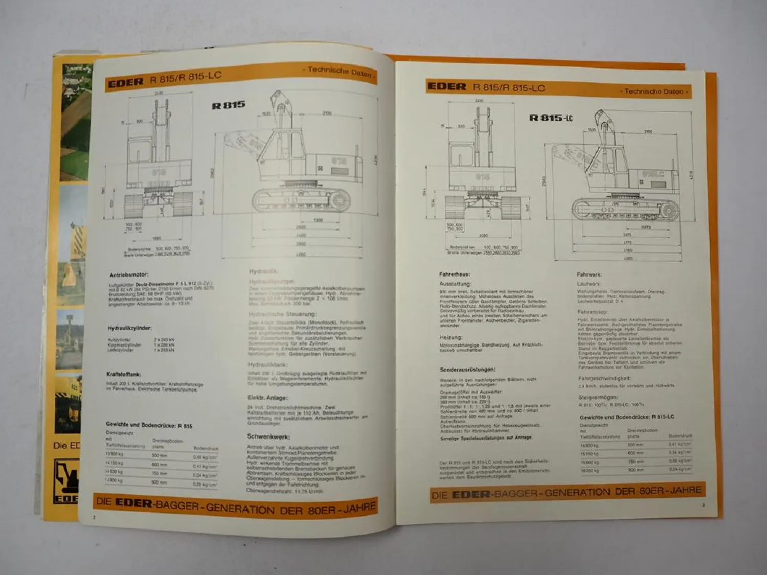 6x Prospekt Eder M R 815 825 838 Hydraulikbagger Mobilbagger Raupenbagger