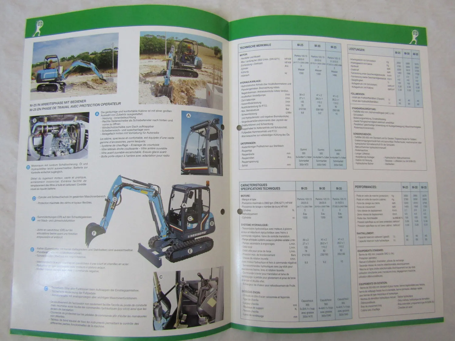 6x Prospekt F.lli Messersi M 16 25 30 35 CH1 2/R Minibagger Kompaktlader ca 2000