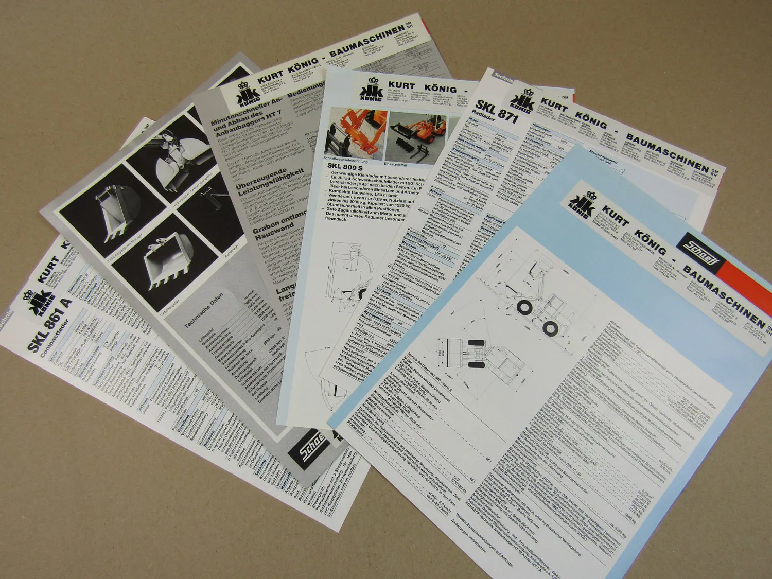 6x Prospekt Schaeff Radlader SKL 861A 871 809S 840A Anbaugeräte HT 7 12