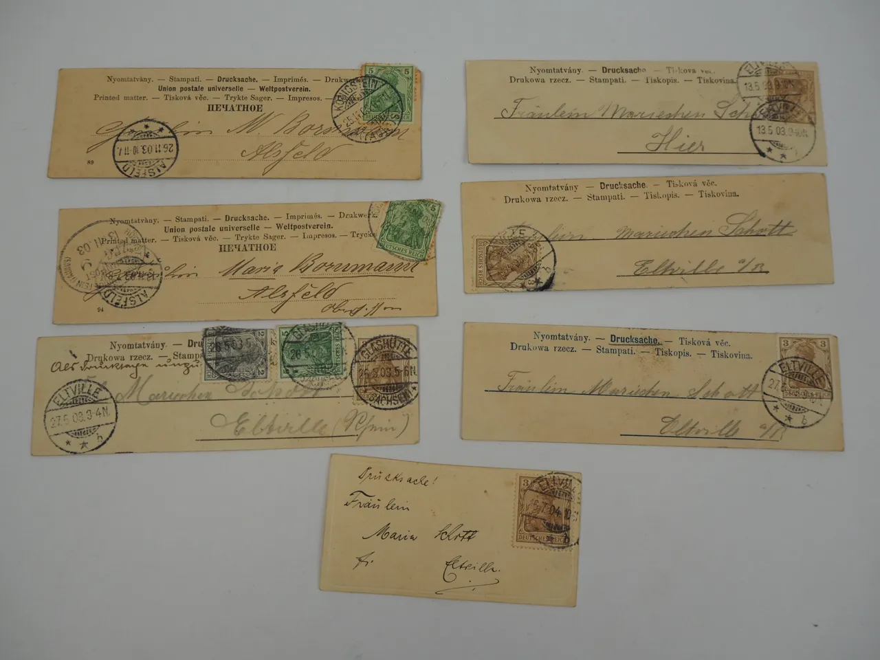 7 AK Miniformat Mädchen Eltville Rheingau 1903 gelaufen