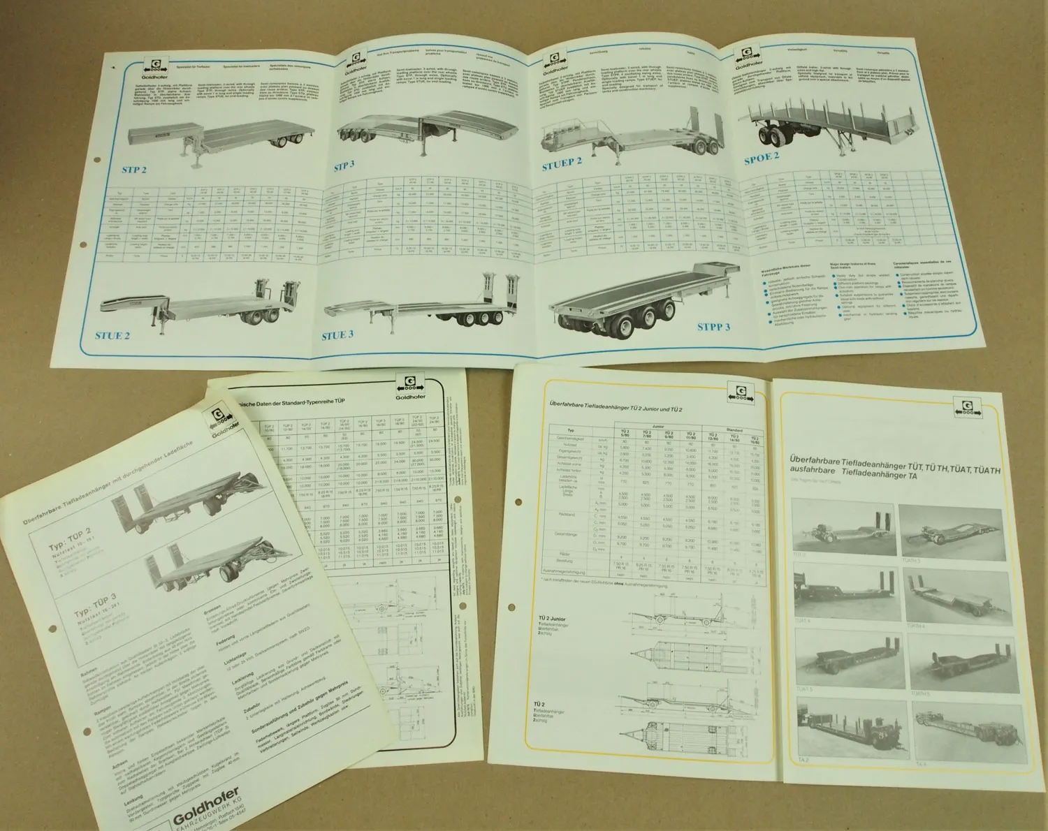 7 Prospekte Goldhofer Tieflader Spezialtransporte Schwertransport RD STP TÜ TM