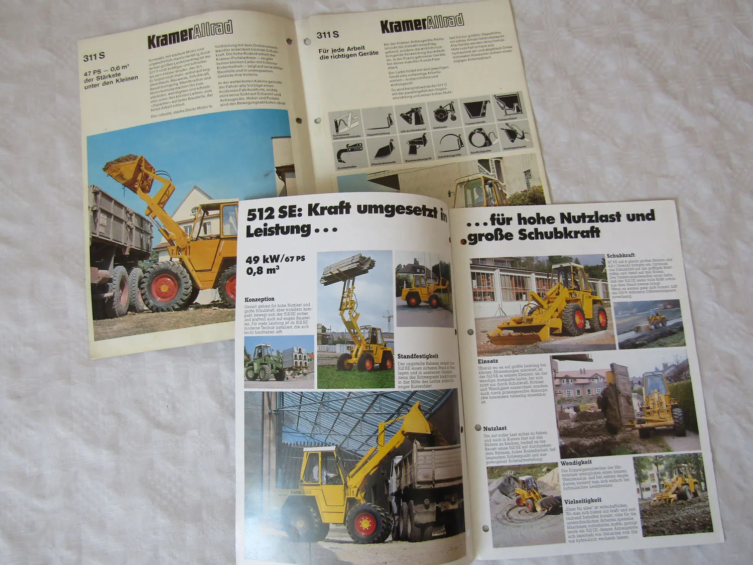 7 Prospekte Kramer Allrad 416S mit TB65 512SE SL 314 311 S von 1975-1991