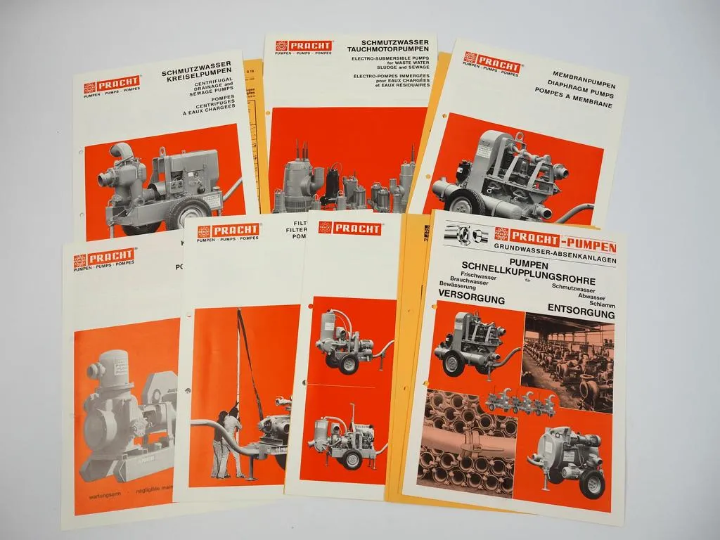 7 Prospekte Pracht Membranpumpen Tauchpumpen Kolbenpumpen Preislisten 1980er J.