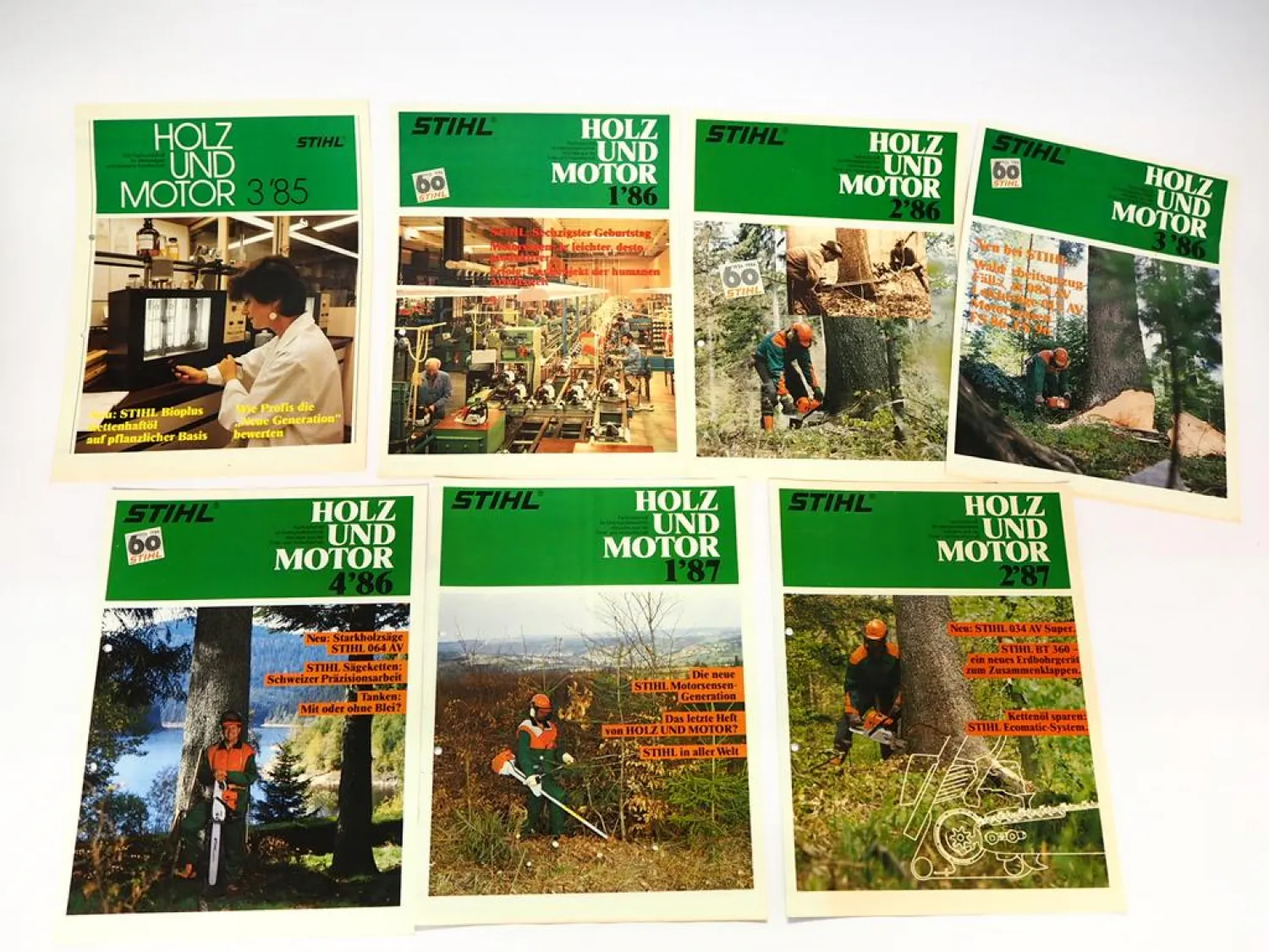 7x Original Fachzeitschrift Stihl Holz und Motor 1985-1987 Forstwirtschaft