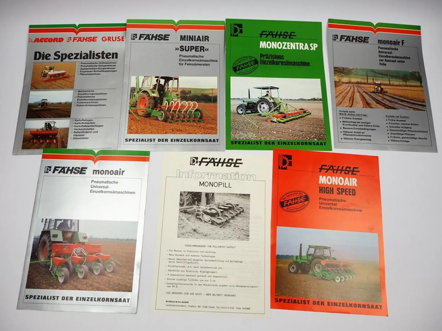 7x Original Prospekt Accord Fähse Landtechnik Sämaschinen 1980er Jahre