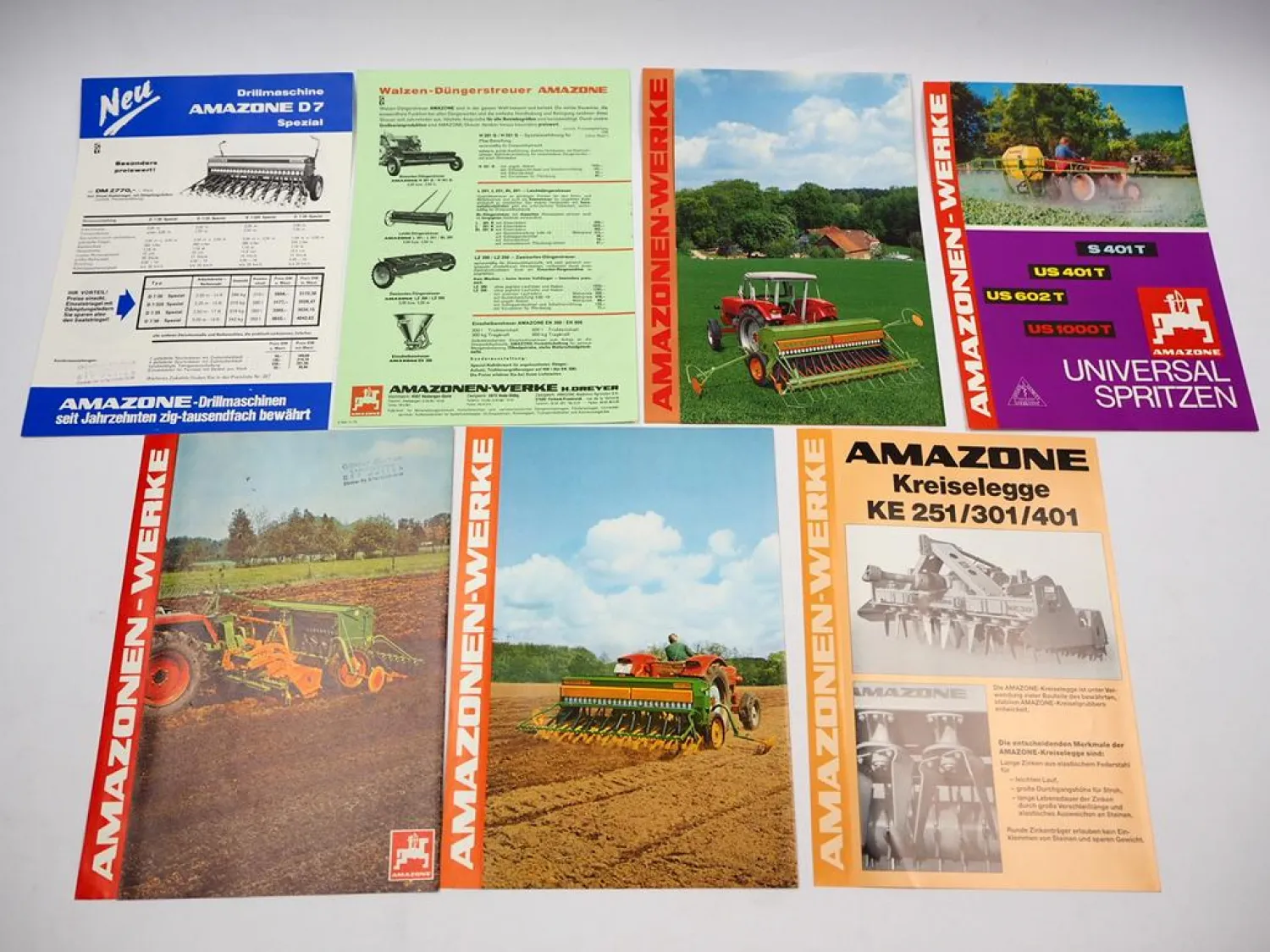 7x Original Prospekt Amazone Landtechnik 1970/80er Jahre Sämaschine Spritzen
