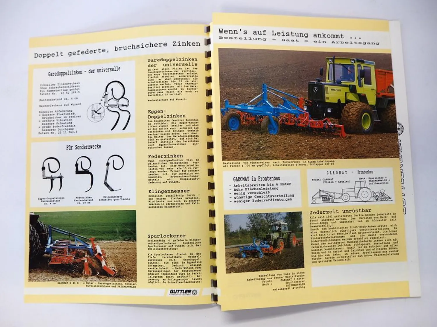 7x Original Prospekt Güttler Garomat Walzen z.B. an MB-trac 1980er Jahre