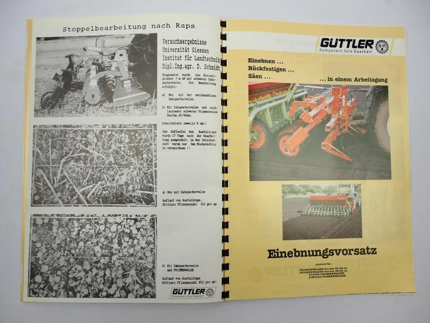7x Original Prospekt Güttler Garomat Walzen z.B. an MB-trac 1980er Jahre
