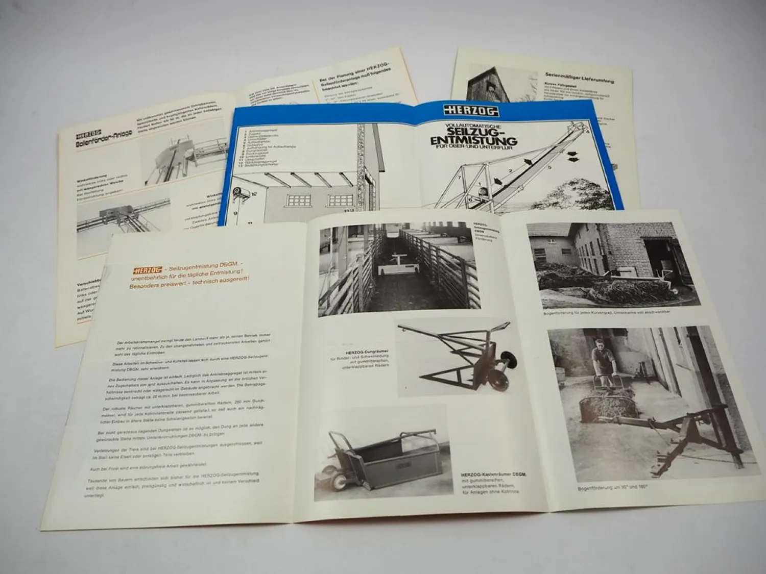 7x Original Prospekt Herzog Ballenförderanlage Seilzugentmistung Ballenblitz