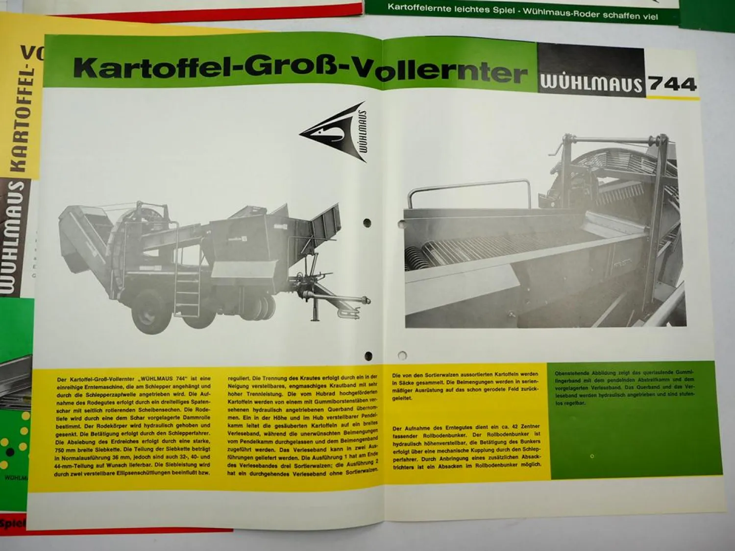 7x Original Prospekt Niewöhner Wühlmaus Kartoffel Erntemaschinen 1970er Jahre