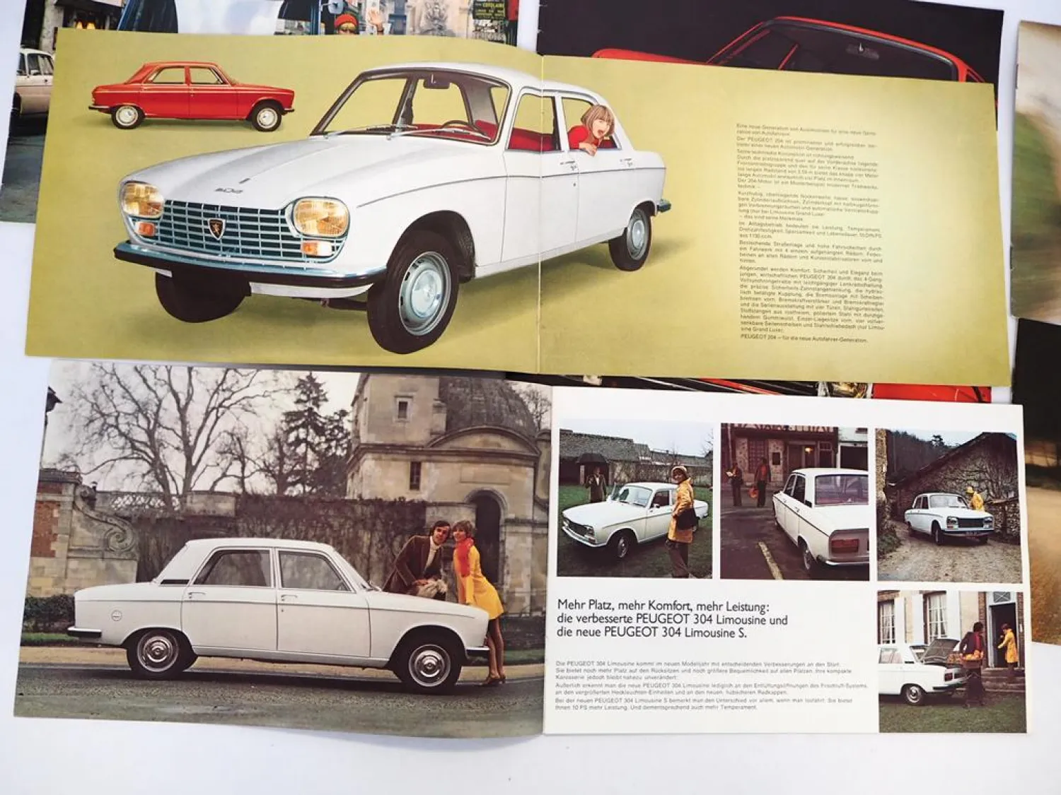 7x Original Prospekt Peugeot 104 204 304 404 504 PKW J7 Nutzfahrzeug 1969/73