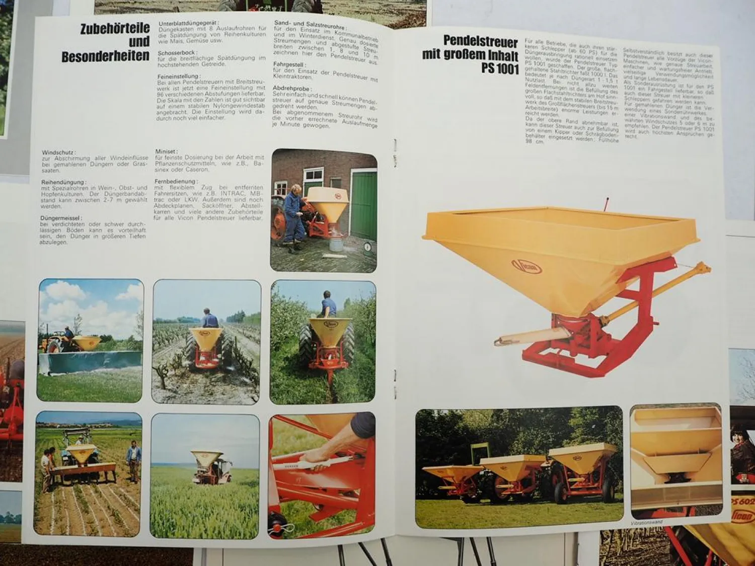 7x Original Prospekt Vicon Landtechnik Düngerstreuer Pendelegge 1970/80er Jahre