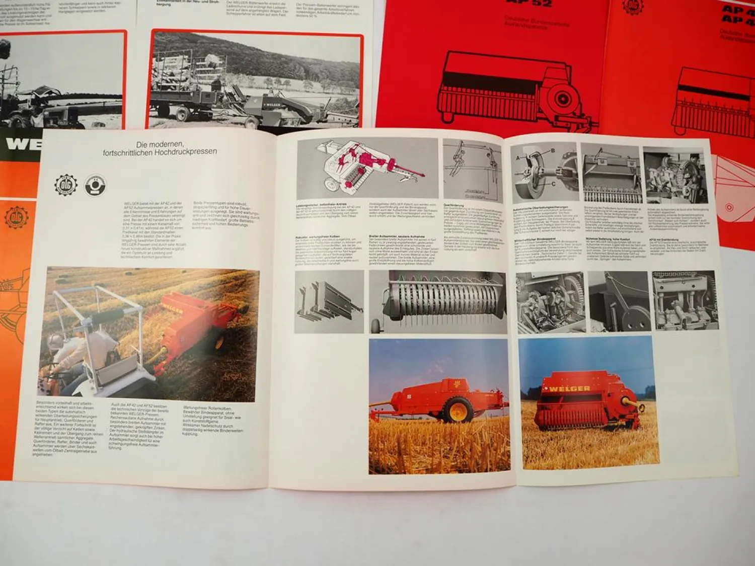 7x Original Prospekt Welger AP RP Pressen S P Ballenwerfer 1970/80er Jahre