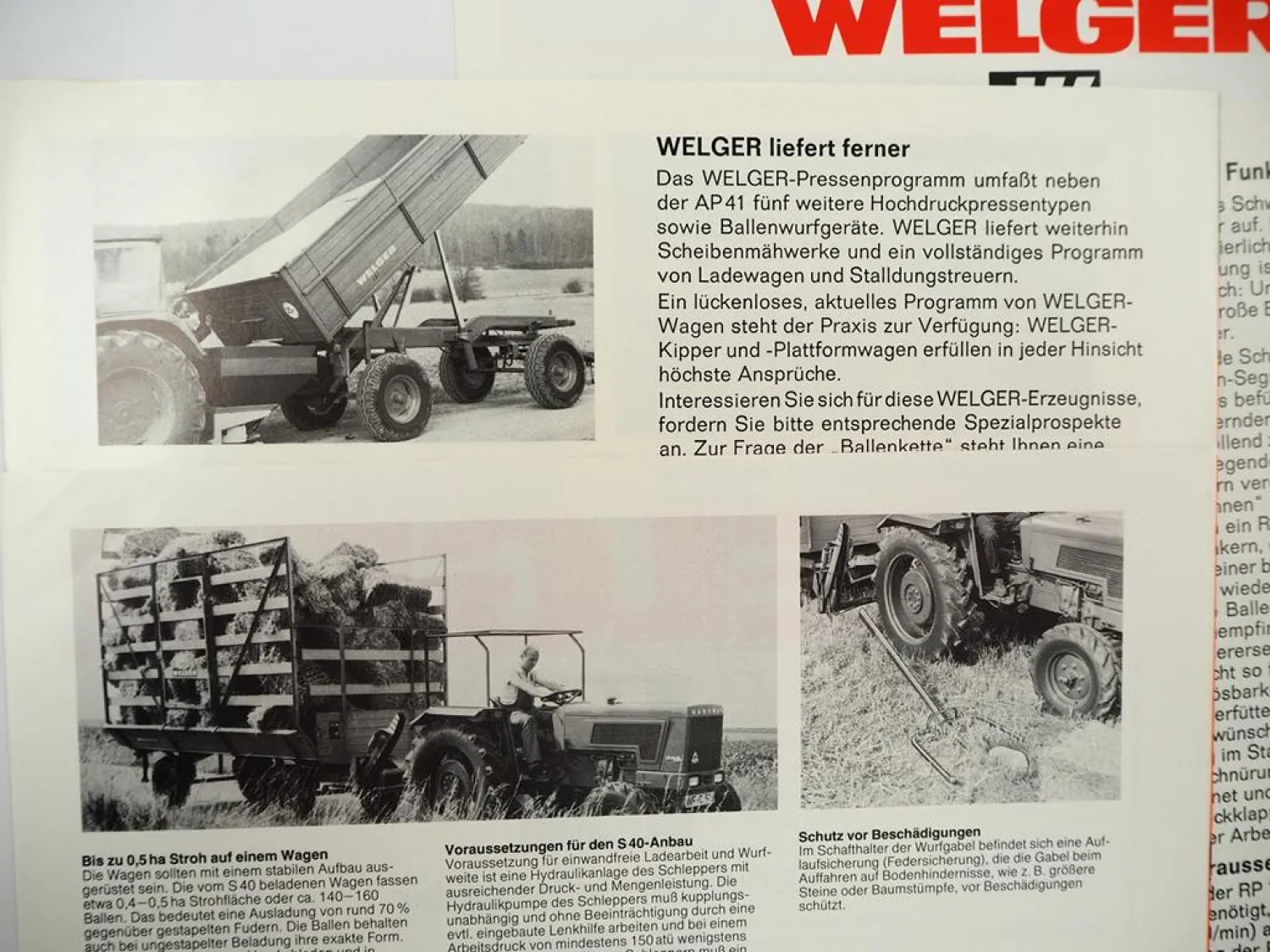 7x Original Prospekt Welger AP RP Pressen S P Ballenwerfer 1970/80er Jahre