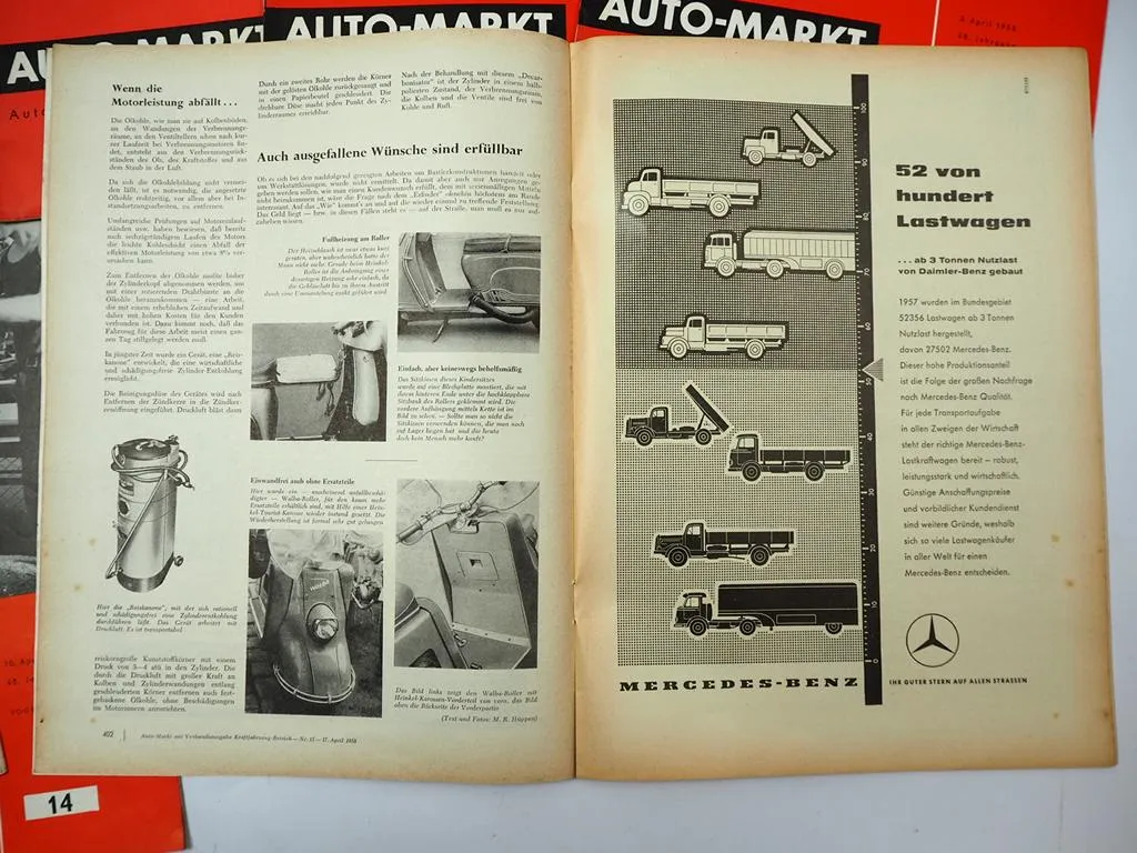 7x Zeitschrift Auto-Markt Jahrgang 1958 PKW LKW Motorrad
