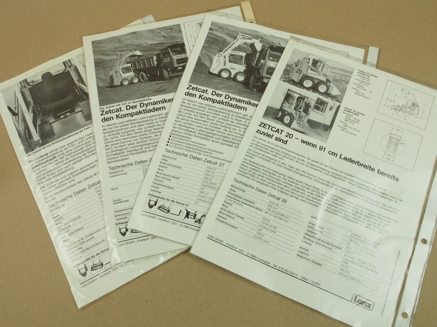 8 Prospekte Lanz Zetcat 20 27 30 40 50 60 R60 Kompaktlader 80er Jahre