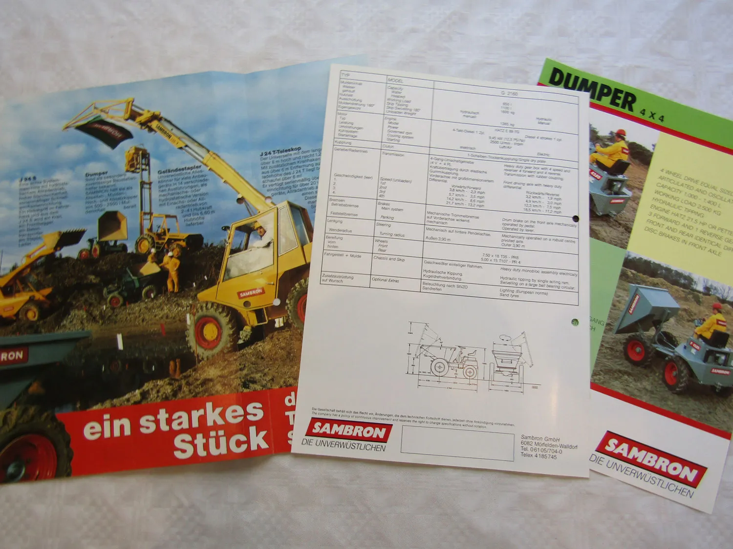 8 Prospekte Sambron 1985/86 Gyrodump Dumper Hydroskip