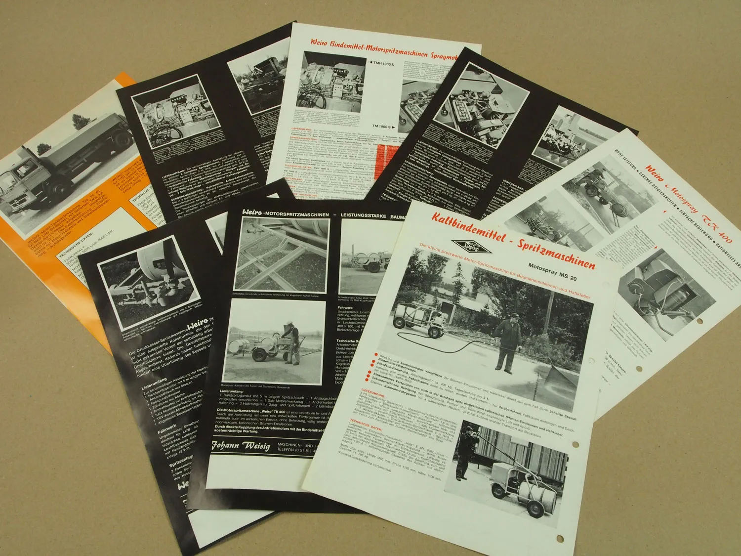 8 Prospekte Weiro J. Weisig Alfeld TK300 TK400 HS20 TM TMH 1000S Preisliste 80er