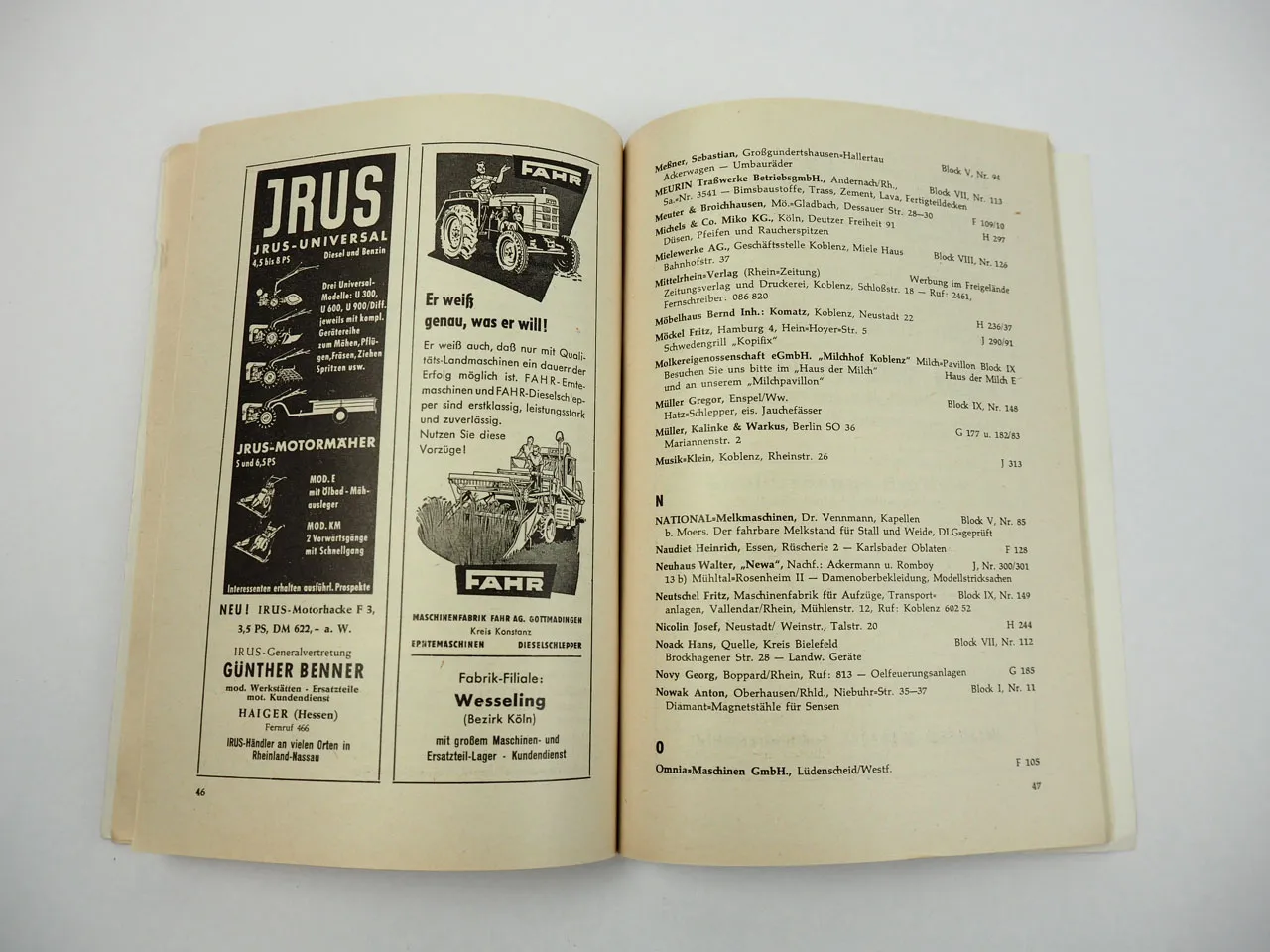 8. Rheinisch Nassauischer Bauerntag 1958 Koblenz Ausstellungskatalog