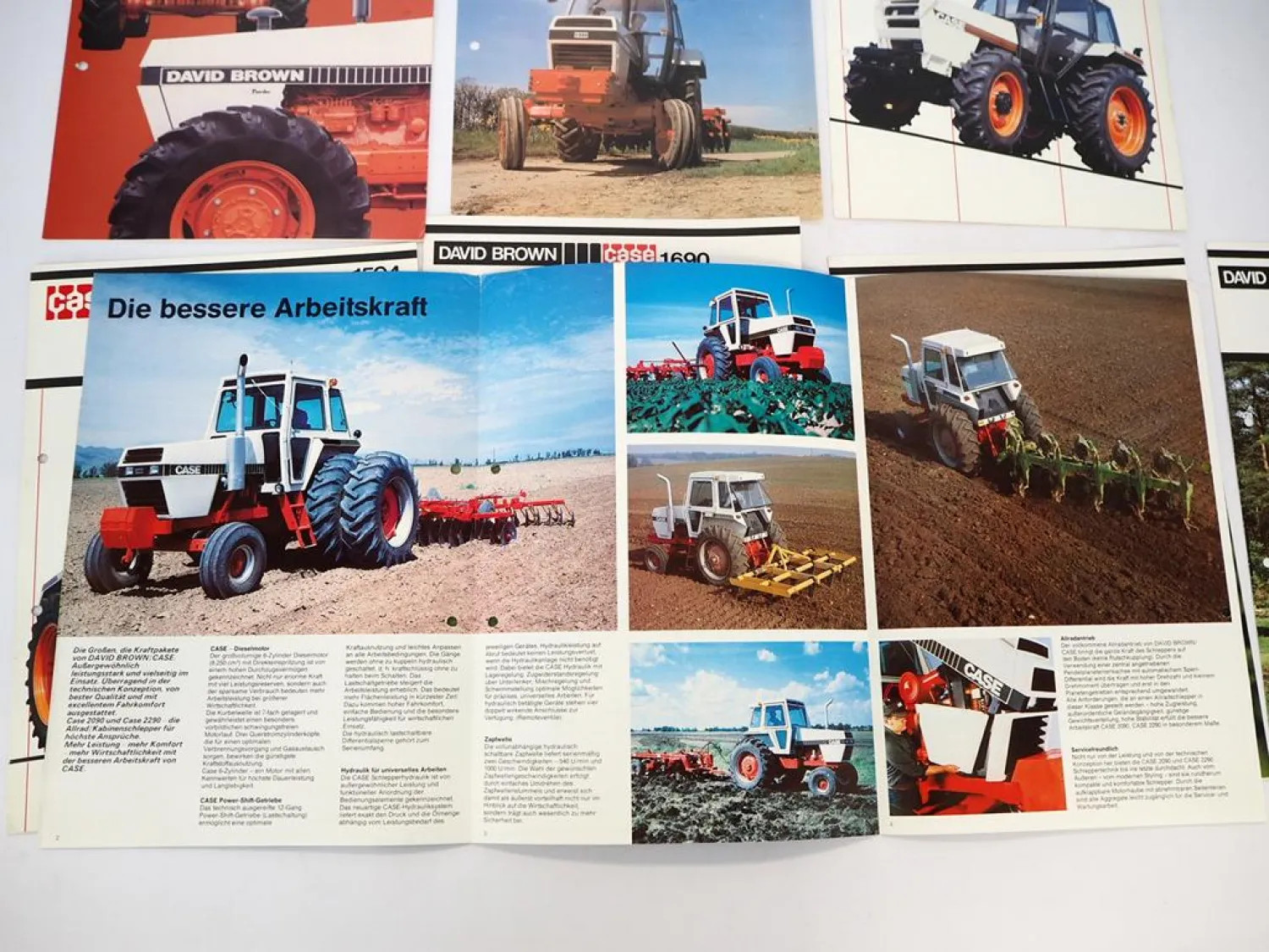 8x Original Prospekt Case David Brown 1394 - 1694 1190 - 2290 Schlepper 1980er
