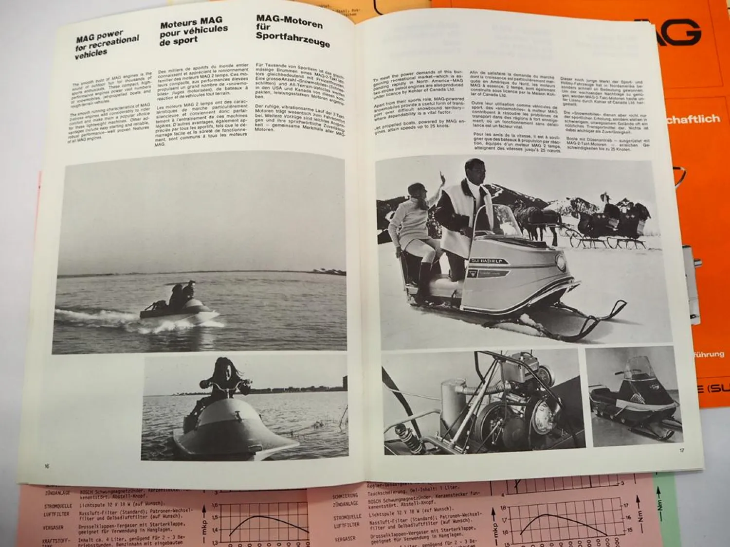 8x Original Prospekt MAG Motor für Landmaschinen Baumaschinen Sportfahrzeug Boot