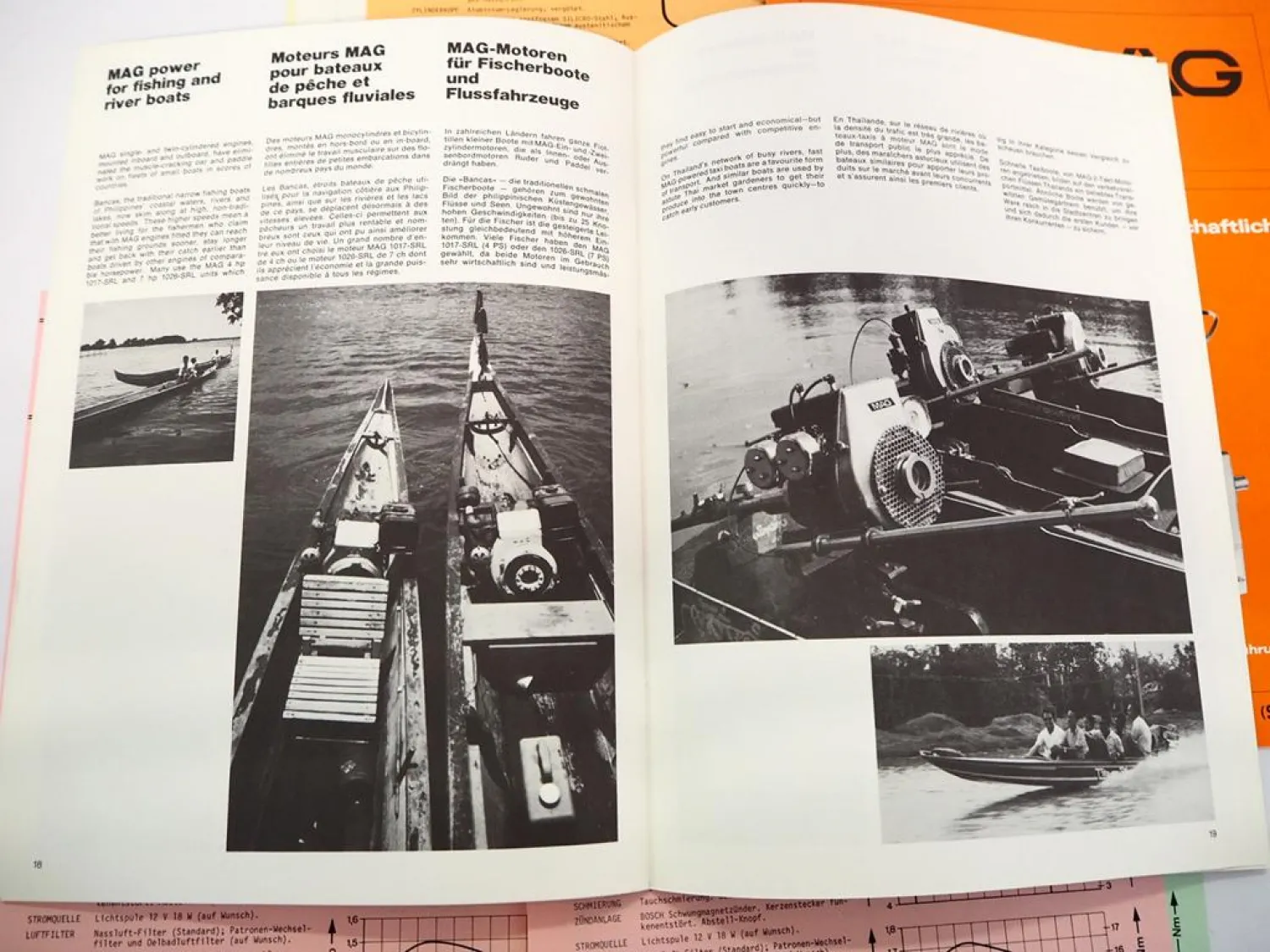 8x Original Prospekt MAG Motor für Landmaschinen Baumaschinen Sportfahrzeug Boot