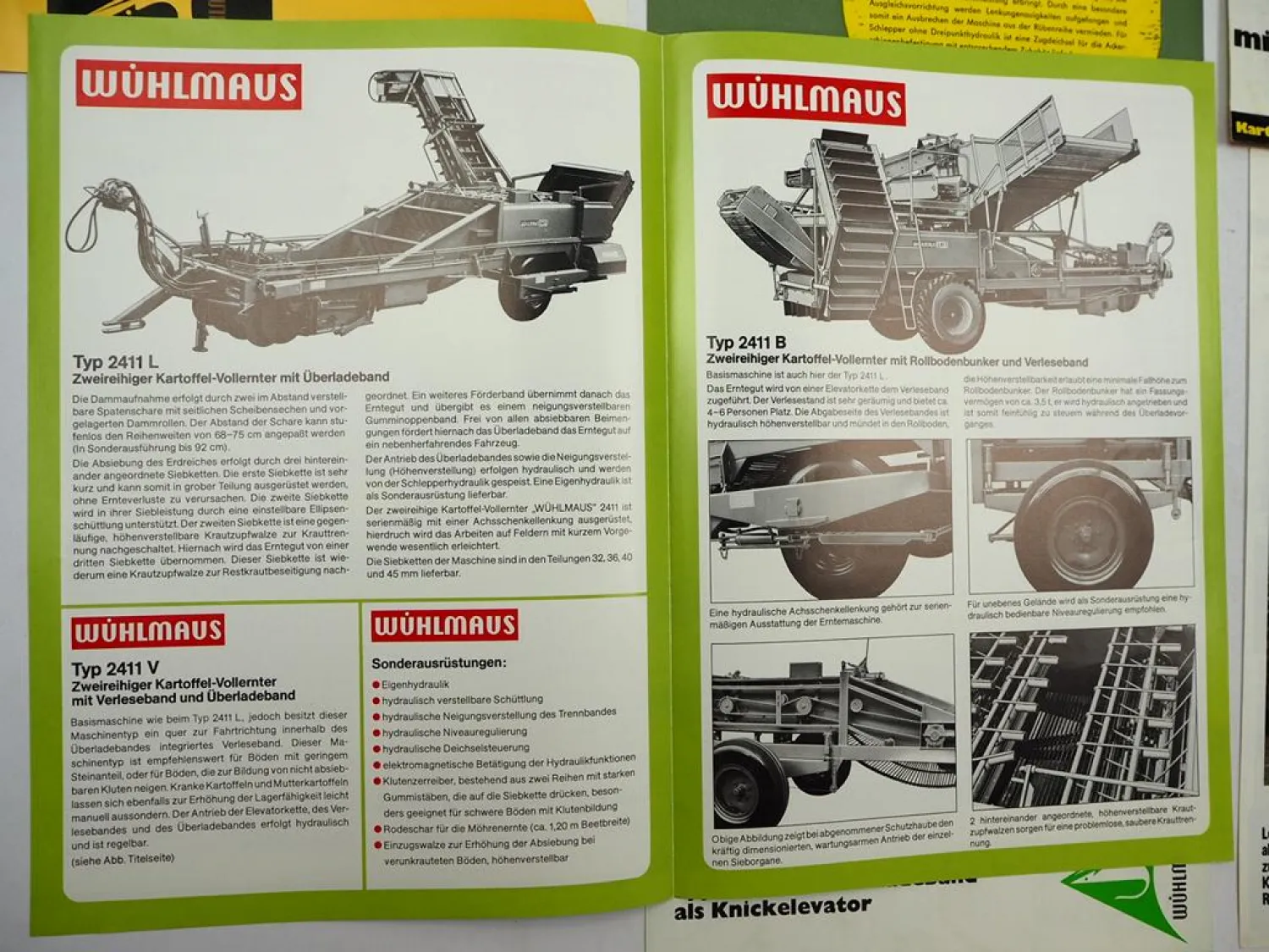 8x Original Prospekt Niewöhner Wühlmaus Erntemaschinen 1970/80er Jahre