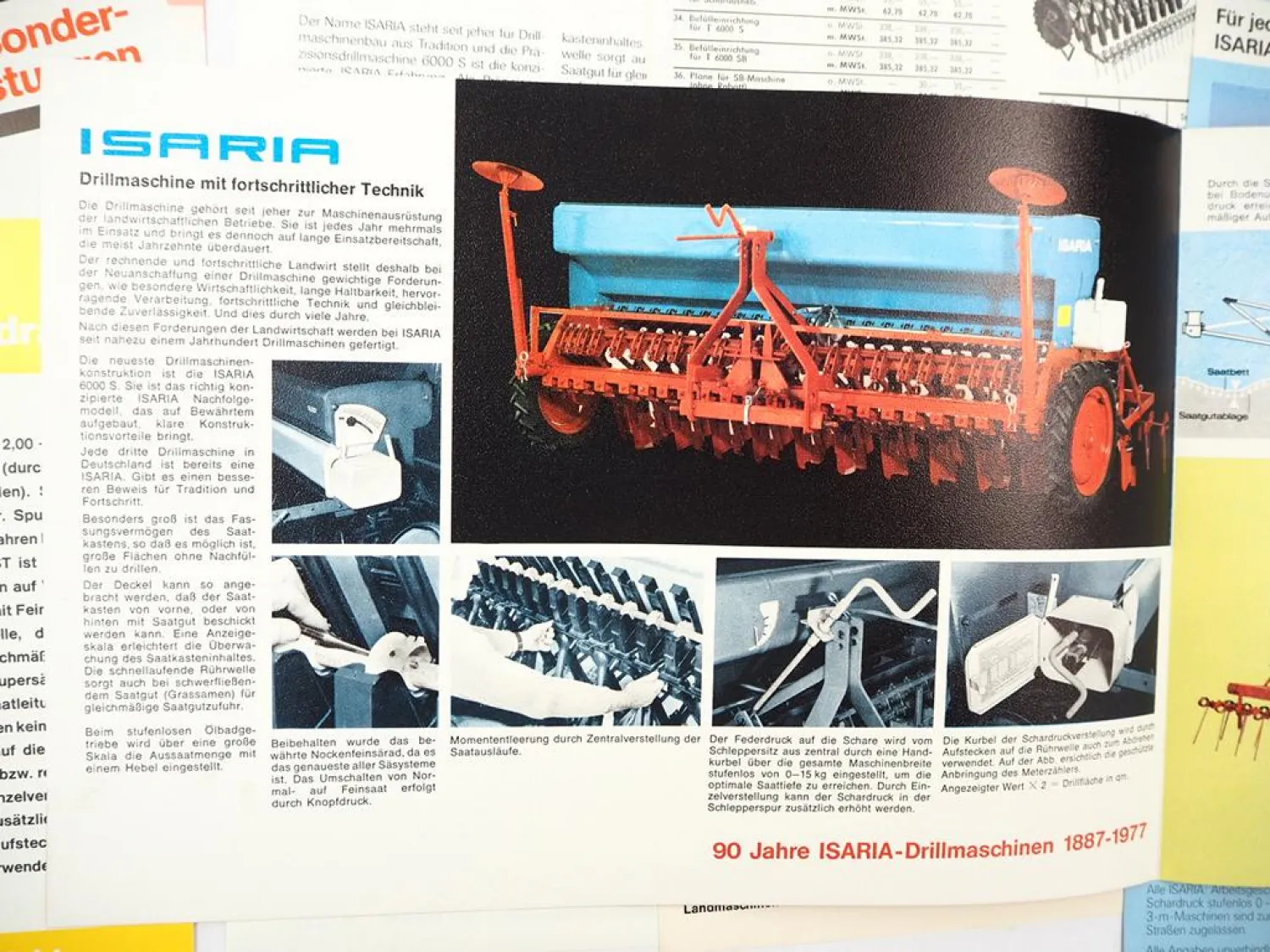 8x Original Prospekt Preisliste Isaria 6000 Sämaschine Drillmaschine 1970/80er J.