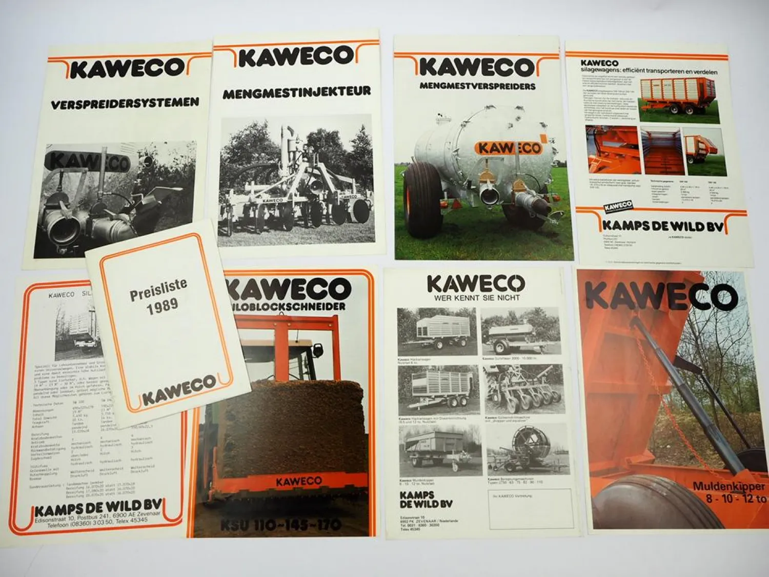 8x Original Prospekt Preisliste Kaweko Landtechnik 1989 Holland