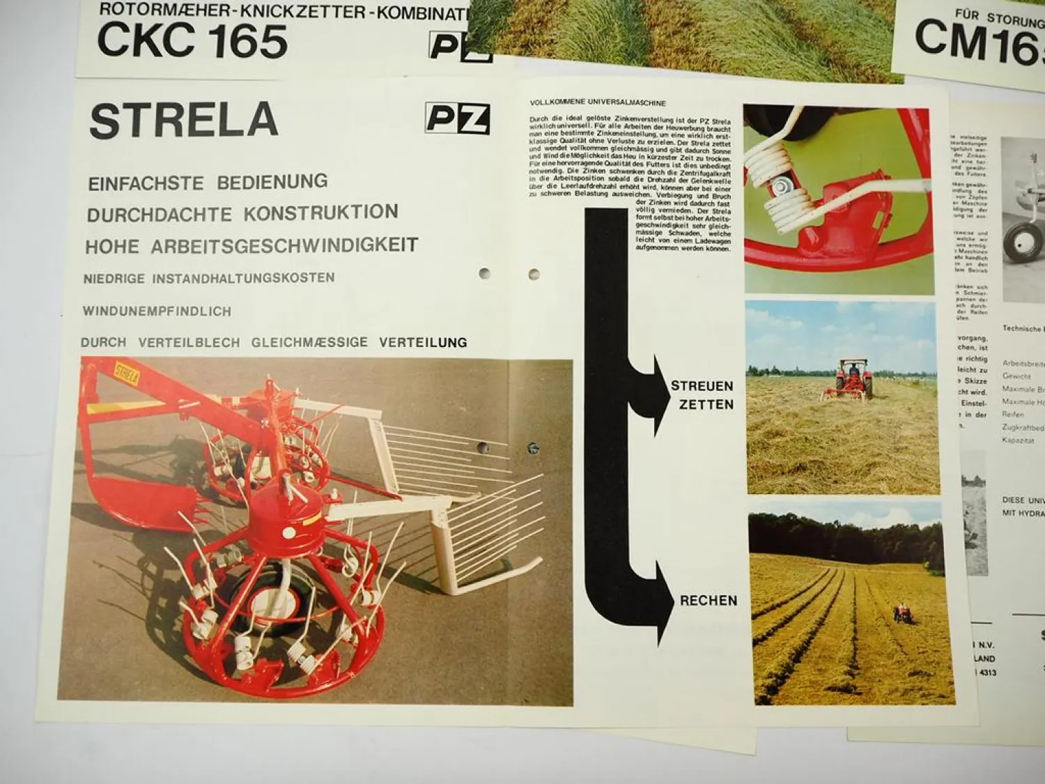 8x Original Prospekt PZ Zweegers Landtechnik Mäher Heuer Zetter 1970er Jahre