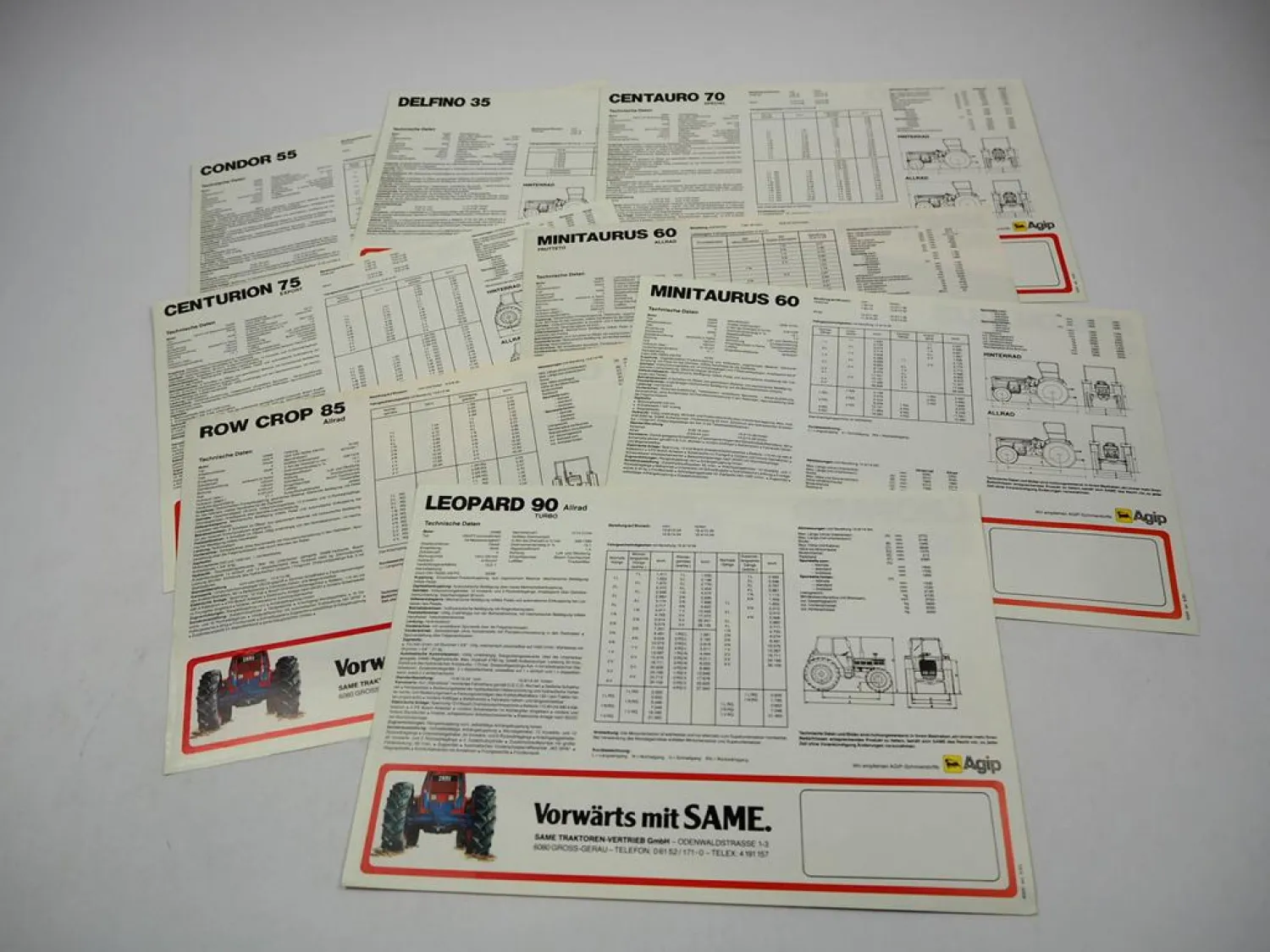 8x Original Prospekt Same Delfino Condor Minitaurus Centauro Centurion Traktor