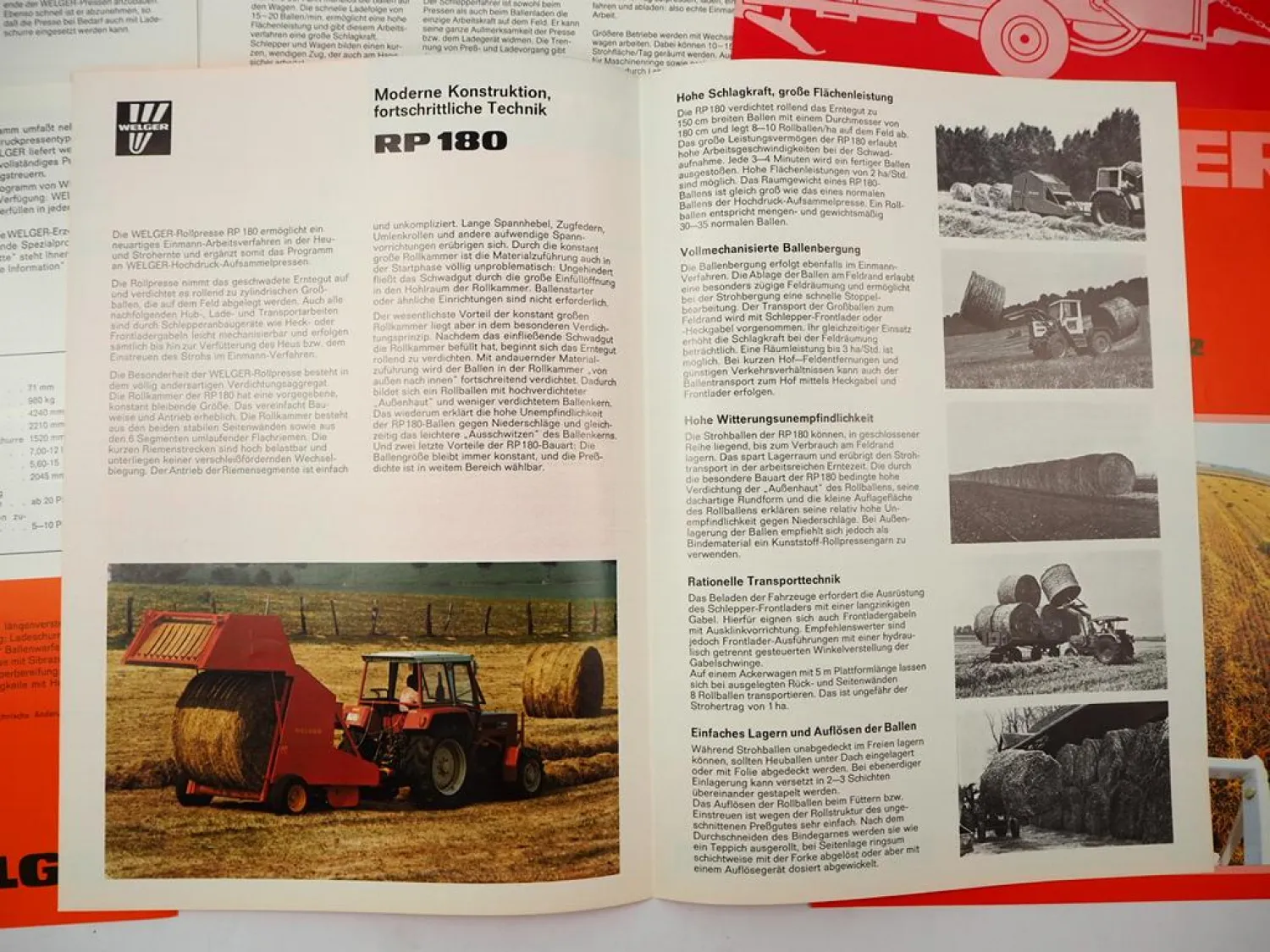 8x Original Prospekt Welger AP RP Pressen S P Ballenwerfer 1970/80er Jahre