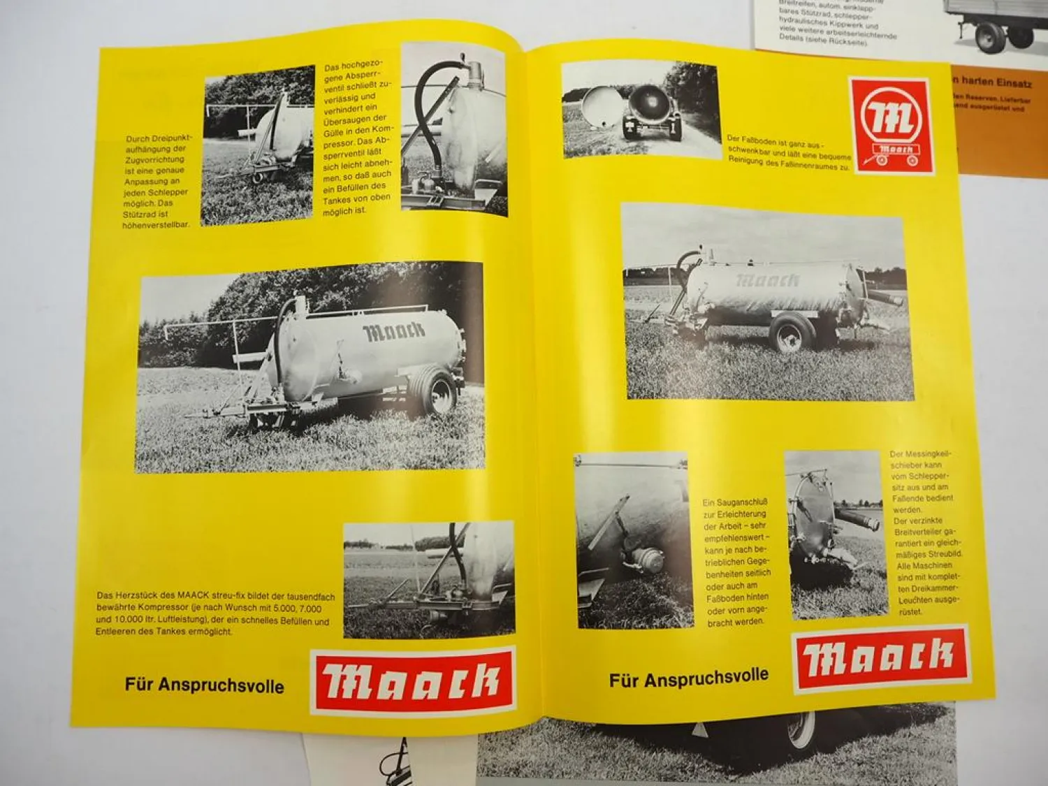 8x Prospekt Mappe Preisliste Maack Landtechnik Anhänger Kipper Tankwagen ca.1978