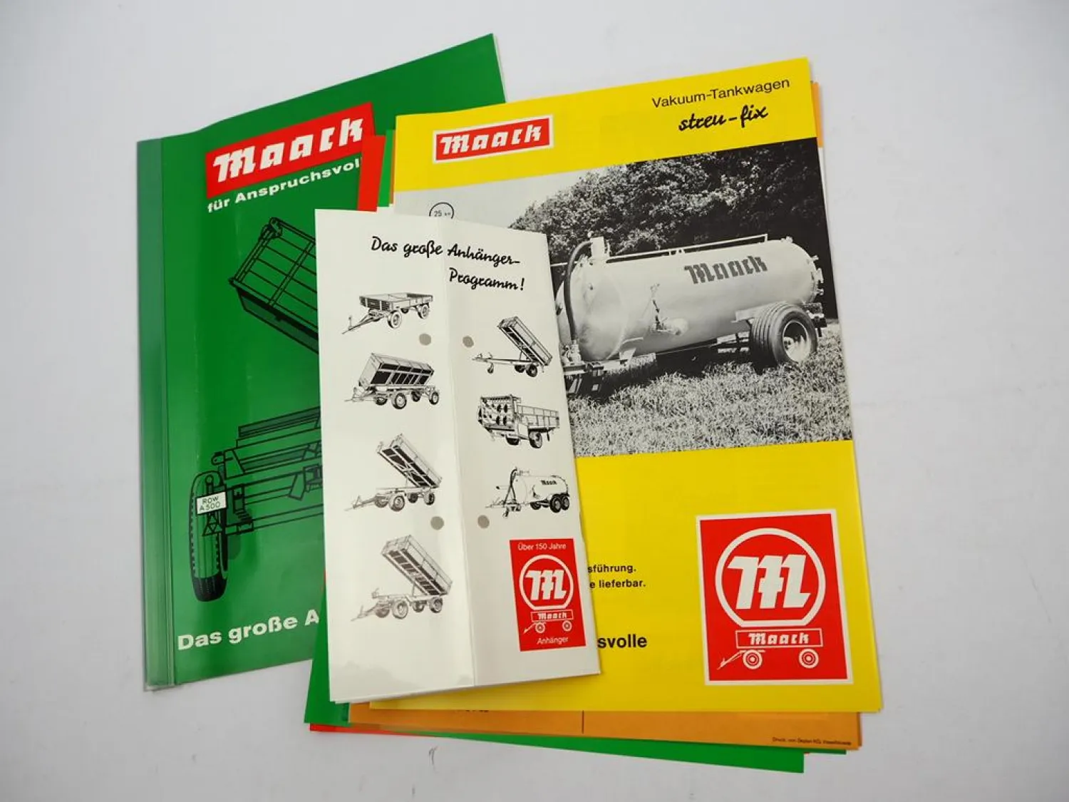 8x Prospekt Mappe Preisliste Maack Landtechnik Anhänger Kipper Tankwagen ca.1978