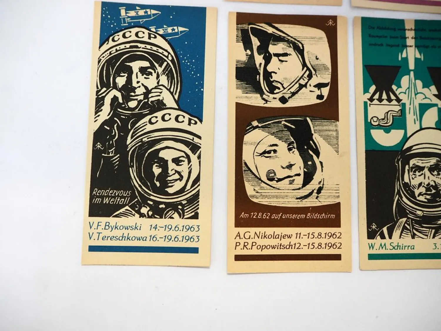 8x Werbung DDR Sparkasse Kosmonauten CCCP USA 1964/65 DEWAG Berlin