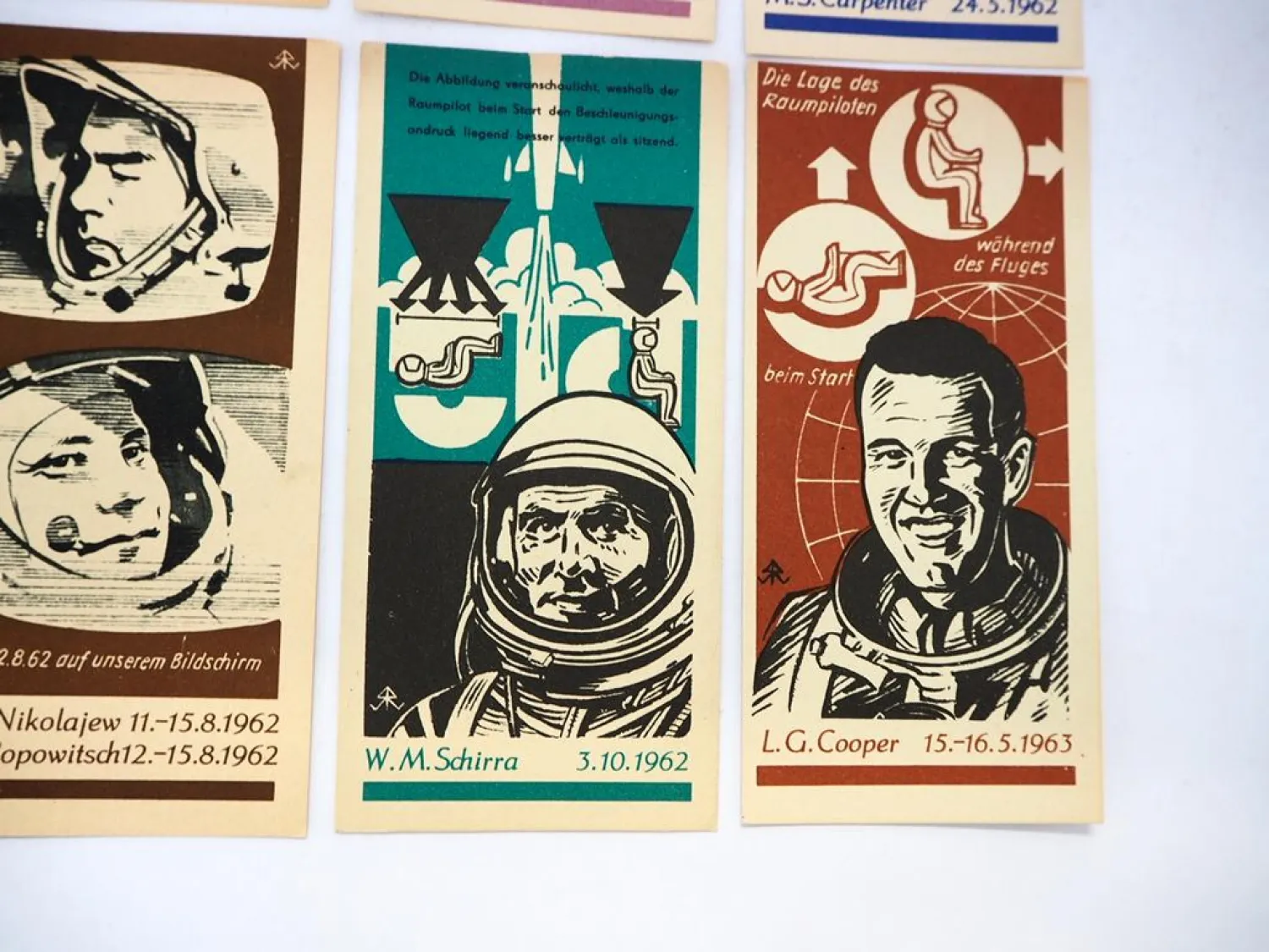 8x Werbung DDR Sparkasse Kosmonauten CCCP USA 1964/65 DEWAG Berlin