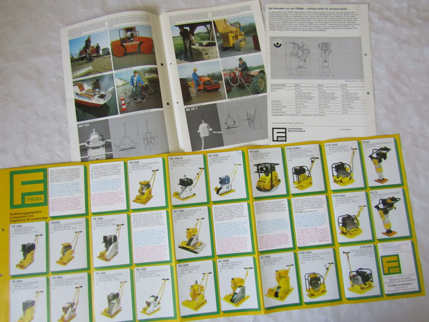 9 Prospekte FREMA Rüttelstampfer Stromerzeuger Pumpen Verdichter 80er Jahre