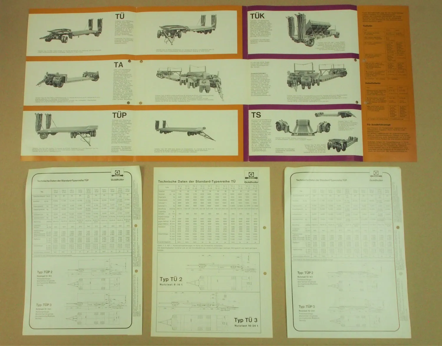 9 Prospekte Goldhofer Tieflader TÜ TÜP Spezialtransporte Schwertransport 2-300t